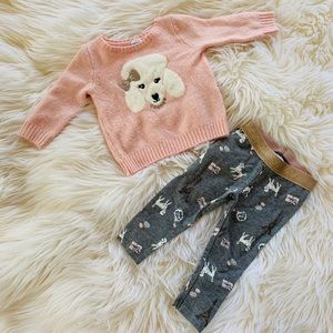 Carters Poodle Sweater 6M/ Leggings 9M